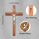 1 x RAW Customer Returns CRAFFANCY Crucifix Cross Set, Wooden Cross Necklace Crucifix Pectoral Pendant Crucifix Wall Cross Catholic Crosses with Wooden Rosary for Home Decoration - RRP €10.88