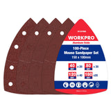 1 x RAW Customer Returns WORKPRO 100 pieces sandpaper triangular sander, Velcro sanding sheets Delta 105 x 152 mm set for multi-sander, triangular sander, grain 40,80,120,180 for sanding, polishing, stripping wood - RRP €17.74