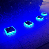 1 x RAW Customer Returns Lacasa Solar Floor Lights Outdoor, Pack of 4 40LM Blue Light Solar Lights for Outdoor Use, IP68 Waterproof Solar Lamps Auto ON OFF LED Path Lights for Garden Lawn Patio Driveway, Square - RRP €38.57