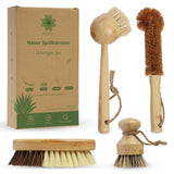 1 x RAW Customer Returns PROTEA dishwashing brush with replacement heads set of 4 - sustainable dish brush - reusable - made of bamboo wood and natural fiber - brushes replaceable - natural bristles - RRP €25.2