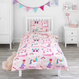 1 x RAW Customer Returns Bloomsbury Mill - Unicorn, Princess and Rainbow Bedding 135 x 200 for Children - Children s Bedding Set Girls - Reversible Bedding and Pillowcase Set - Pink Purple Single Bedding Set - RRP €24.75