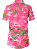 2 x Brand New SSLR Hawaii Shirt Women, Hawaii Blouse Women, Short Sleeve Flamingo Shirt 3D Printed Flowers Hawaiian Shirt XX-Large, Pink  - RRP €45.28