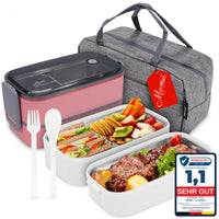 1 x RAW Customer Returns Premium lunch box for adults and children including carrying bag and cutlery, stainless steel bento box with compartments, lunch box, kindergarten lunch, snack box, lunch boxes, banana box white  - RRP €34.99