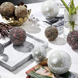 1 x RAW Customer Returns WHOLE HOUSEWARES Decorative balls Set of 3 glass mosaic balls for bowls 10cm diameter Centerpiece Coffee table and home decoration White  - RRP €28.48