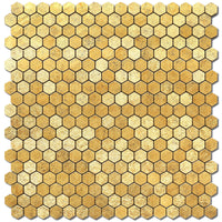 1 x RAW Customer Returns VAOVI Self-adhesive mosaic tile gold kitchen wall, wall tile metal with facet gold matt and glossy tile sticker small hexagon 10 mats  - RRP €49.99