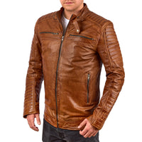 1 x RAW Customer Returns FAPA Leather Jackets Light Brown, M  - RRP €100.19