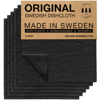 1 x RAW Customer Returns SUPERSCANDI Swedish dishcloths, 6 sustainable kitchen towels, washable, durable and biodegradable dishcloths, tea towels in black - RRP €25.16