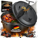 1 x RAW Customer Returns BBQ BEN seasoned Dutch Oven Set 9 liters - casserole dish made of solid cast iron - fire pot with feet - including bag, ring cleaner, lid lifter and eBook. - RRP €65.53