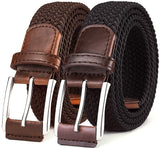 1 x RAW Customer Returns BULLIANT Men s Belt 2 Pieces, Braided Elastic Belts with 35mm Zinc Alloy Buckle Black Dark Brown-115cm 36-40adjustable waist  - RRP €27.22