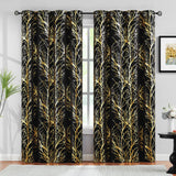 1 x Brand New FMFUNCTEX Metallic Branch Blackout Curtains Black Gold Foil Blackout Curtains with Eyelets Thermal Insulated Opaque Curtains for Living Room Bedroom Black Gold, 132 245cm  - RRP €44.99