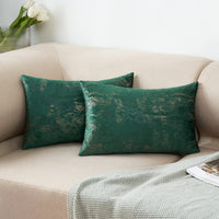 2 x Brand New MIULEE Set of 2 Soft Comfortable Velvet Cushion Cover Modern Design Decorative Golden Pillowcase for Home Living Room Bedroom Sofa 30X50CM Dark Green - RRP €38.4