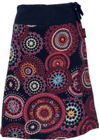 1 x RAW Customer Returns GURU SHOP Embroidered Knee-Length Skirt, Chic, Retro Mandala - Pink, Cotton, Size S M 38  - RRP €38.9