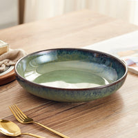 1 x RAW Customer Returns Swuut Transmutation Glaze Serving Pasta Bowl, 10-Inch Ceramic Wide Salad Bowls, 50 Ounce Large Fruit Bowl for Kitchen, Microwave Dishwasher Safe Light Green  - RRP €28.03