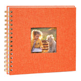 1 x RAW Customer Returns Vienrose photo album for self-design 20.5 x 20.5 cm, DIY scrapbook spiral album with 40 white pages, linen photo album for gluing in for families, baby, wedding, anniversary, birthday, orange - RRP €13.2