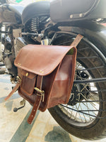 1 x RAW Customer Returns 2X Motorcycle Leather Bag Real Saddle Bag Bike Leather Shoulder Bag Tool Bag Brown Handlebar Sissy Bar Travel Bag, Saddle Bag Set with 2 Bags - RRP €62.0