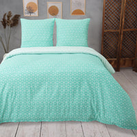 1 x RAW Customer Returns Vency bed linen 140x200 2-piece turquoise - Oeko-TEX 80 cotton 20 polyester, 1x duvet cover zip 1x pillowcase 65x65 envelope closure, puzzle model - RRP €34.9