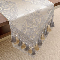 2 x Brand New TOPLUXE Fringed Fabric Table Runner, Decoration for Dining Table Restaurant Party Banquet 33x274cm, Light Khaki  - RRP €38.4