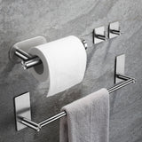 1 x RAW Customer Returns ZUNTO Bathroom Towel Holder - Toilet Paper Holder 3-Piece Adhesive Hooks, Stainless Steel Bathroom Accessories Without Drilling Suitable for Bathroom Cabinets and Kitchen - RRP €24.78