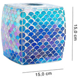 4 x Brand New Whole Housewares Decorative Rectangular Tissue Box with Mosaic Glass Mermaid Finish - Square Tissue Dispenser Holder for Any Room in the Home - RRP €111.96