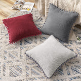 1 x Brand New EMEMA Cushion Covers Pillow Cases Soft and Fashion Elegant Pompoms with Zipper Decorative for Sofa Chair Modern and Elegant Bedroom Living Room Solid Color 2 Pieces 30x50 cm Diamond - RRP €22.8