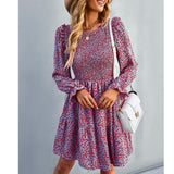 1 x RAW Customer Returns YNIQUE Women Dresses Casual Bohemian Long Sleeve Floral Short Mini Autumn Beach Swing Dress - RRP €41.22