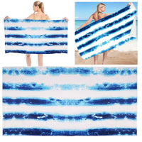 3 x Brand New Bath Towel, OUZRTG Microfiber Beach Towel Quick Drying Bath Towel, Soft Lightweight Fitness Towel, Sand Free Towel for Beach Swimming - 150 x 70 cm 59 x 28 inches, Blue and White Stripe - RRP €61.2