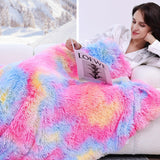 1 x RAW Customer Returns KANKAEU Cuddly Blanket Fluffy, 160 200cm Blanket with Rainbow, Soft Warm Fluffy Blanket, Christmas Wool Blanket, Warm Sherpa Blanket, Sofa Blanket, Blanket, Cuddly Blanket for Girls and Children - RRP €23.64