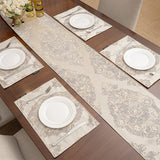 1 x RAW Customer Returns TOPLUXE Damask Fabric Table Runner, Decoration for Dining Kitchen Restaurant Banquet Party Table 33x228cm, Beige  - RRP €45.99