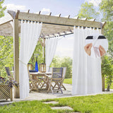 1 x RAW Customer Returns PONY DANCE Outdoor Curtain White Transparent 2 Pieces H 243 x W 137 cm Linen Look Outdoor Curtains Waterproof Terrace Curtains with Removable Loops Decorative Balcony Curtain Outdoor - RRP €32.41