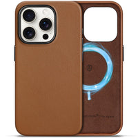 1 x RAW Customer Returns SHIELDON Case for iPhone 15 Pro Cell Phone Case Genuine Leather Wireless Charging Magnet Ultra Thin Slim Light Scratch-Resistant Protective Case Leather Case Cover Compatible with iPhone 15 Pro 5G Retro Brown - RRP €24.99