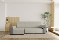 1 x RAW Customer Returns GAMUSI Sofa Cover - Practical Cotton Chaise Longue Sofa Cover 240 cm Left up to 270 cm Wide - Beige Color - RRP €39.99