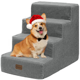 1 x RAW Customer Returns YITAHOME Dog Stairs for Bed and Sofa, 4-Step Pet Stairs, Dog Stairs with Washable Cover, Gray - RRP €49.99