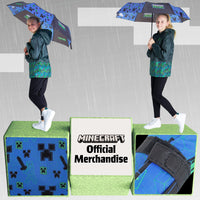 1 x RAW Customer Returns Minecraft Umbrella for Children - Extendable, Windproof, Lightweight and Fun Design - Ideal for Rainy Days Blue  - RRP €18.68