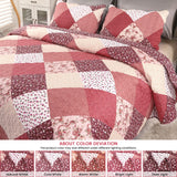 1 x RAW Customer Returns Qucover Patchwork Bedspread 150 x 200 cm Patchwork Blanket Reversible Design Bed Throw Sofa Blanket Made of Polyester Sofa Blanket Can Be Used All Year Round Brick Red Wine Red 150 x 200 cm  - RRP €23.34