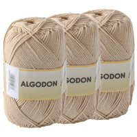 1 x RAW Customer Returns Cotton yarn 100 cotton 220 meters for knitting and crocheting, pack of 3 x 100g, color light beige - RRP €18.99