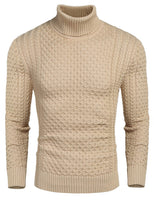 1 x RAW Customer Returns Coofandy Men s Long Sleeve Turtleneck Sweater Khaki M - RRP €35.39