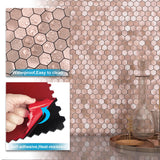 1 x RAW Customer Returns BeNice Hexagonal Adhesive Metal Mosaic Tiles, Bathroom Tile Sticker 10 Piece Gold  - RRP €51.73