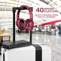 1 x RAW Customer Returns ZIHNIC Active Noise Canceling Headphones, 40 Hours Playback Time, Low Latency Wireless Bluetooth Over-Ear Headset, Game Mode Red  - RRP €49.99