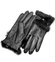 1 x Brand New YISEVEN Women s Genuine Sheepskin Leather Gloves Winter Warm Touchscreen Heated Velvet Lined Rabbit Fur with Bow Driving Elegant Gift, Black-Bow XL - RRP €49.99