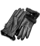 1 x Brand New YISEVEN Women s Genuine Sheepskin Leather Gloves Winter Warm Touchscreen Heated Velvet Lined Rabbit Fur with Bow Driving Elegant Gift, Black-Bow XL - RRP €49.99