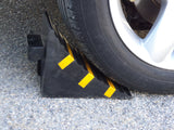 1 x RAW Customer Returns SNS SAFETY LTD RWC-1x2 Car Wheel Chock, Heavy Duty Rubber, Yellow Black, Dimensions 25 cm x 16 cm x 19 cm Pack of 2  - RRP €46.39