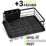 1 x RAW Customer Returns LINFELDT Dish Drainer Black 43x32cm - TOP DISH BASKET Dish Drainer Black - Dish Rack for Sink Dish Drying Rack Drip Tray Drainer Black - RRP €32.99