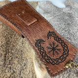 1 x RAW Customer Returns HiiFeuer Nordic Embossed Faux Leather Belt Bag, Medieval Retro Waist Bag Vintage Portable Buckle Belt Pouch for Ren Faire Brown A  - RRP €32.4