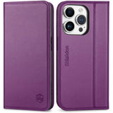 1 x RAW Customer Returns SHIELDON Case for iPhone 15 Pro, Cell Phone Case Genuine Leather Compact TPU Card Slot Magnet Stand RFID Blocker Shockproof Protective Case Leather Case Compatible with iPhone 15 Pro 5G 6.1 - Purple - RRP €30.99