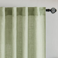 1 x RAW Customer Returns MIULEE Curtains Looped Voile Curtain Modern Linen Look Semi-Transparent for Living Room Bedroom Room Divider Sliding Curtain Set of 2 Stores Green 245x140 cm - RRP €37.8