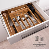 1 x RAW Customer Returns Blumtal cutlery tray made of 100 bamboo - size-adjustable kitchen drawer divider - cutlery organizer 5 to 7 compartments - pull-out drawer for kitchen drawers - kitchen cutlery organizer in medium - RRP €22.18