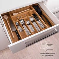 1 x RAW Customer Returns Blumtal Bamboo Kitchen Cutlery and Drawer Organizer with Adjustable Compartments 5 to 7 Compartments Standard  - RRP €22.18