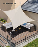 1 x RAW Customer Returns SONGMICS Sun Shade Sail 5 x 5 m, Awning in HDPE Fabric, Air and Water Permeable, for Terrace, Garden, Balcony, Camping, Square, Concave, 2 m Ropes, Sand Yellow GSS55EYV1 - RRP €53.44