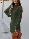 1 x RAW Customer Returns Yageshark Knitted Dresses Women s Sweater Dress Mini Dress Winter Dress Casual High Elasticity Long Sleeve Knitted Dresses Green, Medium  - RRP €37.3