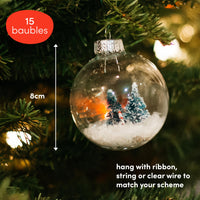 1 x RAW Customer Returns 15 Transparent Openable Christmas Baubles, Christmas Spheres to Fill Reusable and Durable Plastic Customizable Decoration Christmas Tree Balls, DIY Decorations, Weddings. - RRP €14.87